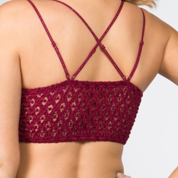🎊 2 LEFT New Biking Red Crochet Lace Bralette - Picture 2 of 3